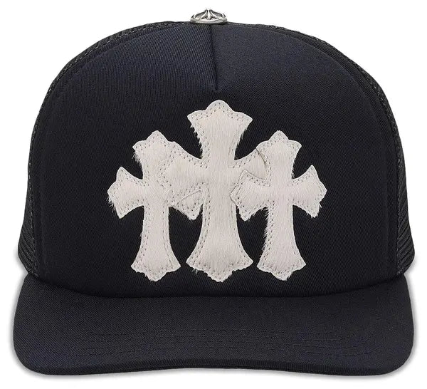 Chrome Hearts Cemetery Cross Trucker Hat Black/Silver | New | AGLR LLC