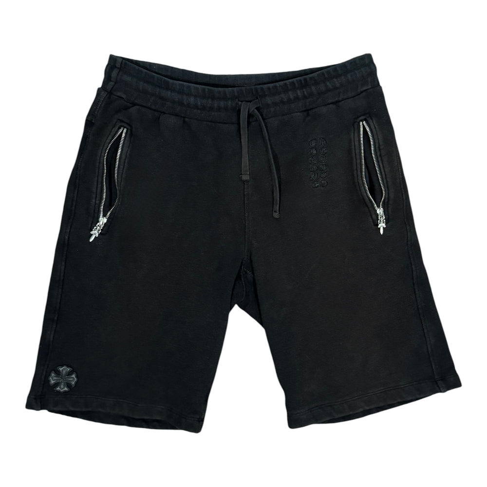 Chrome Hearts Cross Patched Vertical Logo Sweat Shorts Black | Gently Used | AGLR LLC
