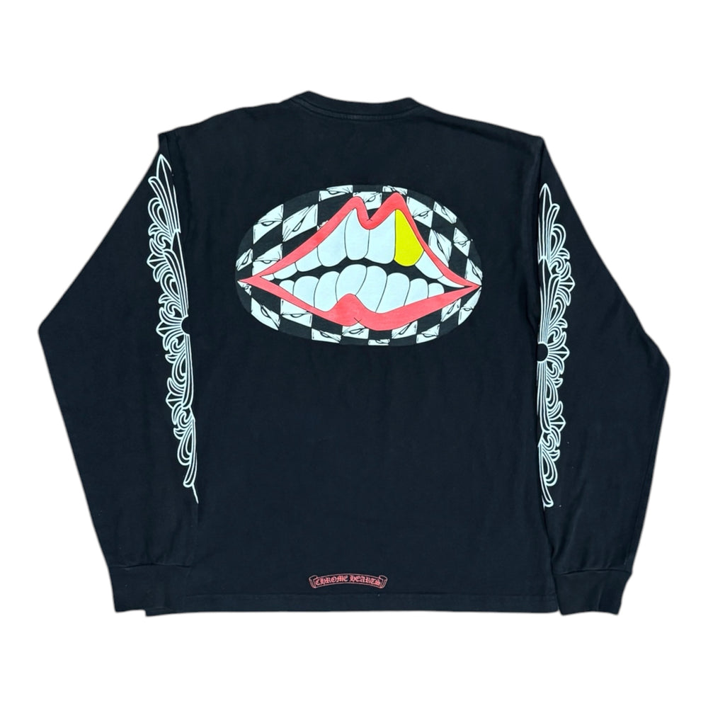 Chrome Hearts Checker Mouth Long Sleeve Pocket Tee Black |Gently Used | AGLR LLC