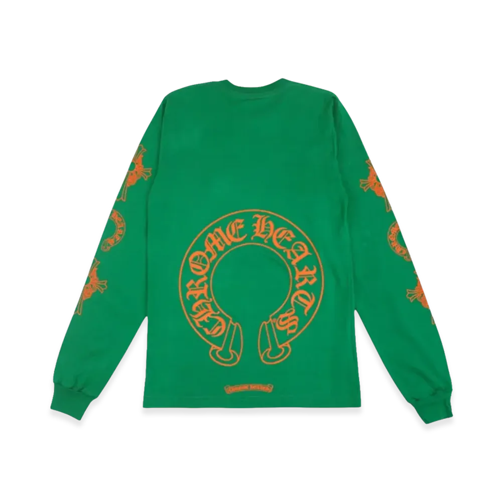Chrome Hearts Horseshoe Logo L/S Pocket Tee Green/Orange | New | AGLR LLC