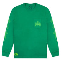Chrome Hearts Cemetery Cross L/S Pocket Tee Kelly Green/Glo Green | New | AGLR LLC