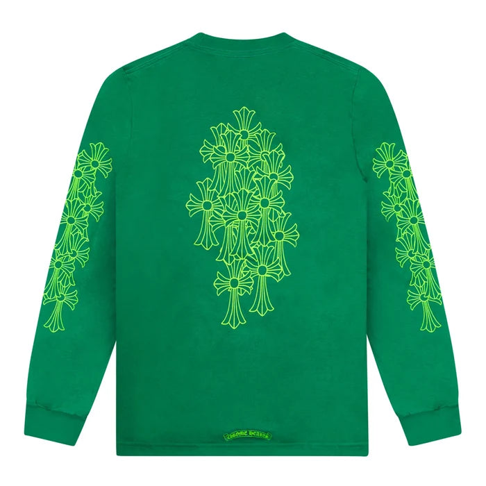 Chrome Hearts Cemetery Cross L/S Pocket Tee Kelly Green/Glo Green | New | AGLR LLC