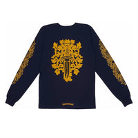 Chrome Hearts V89 Dagger Floral Scroll L/S Pocket Tee Navy/Yellow | New | AGLR LLC
