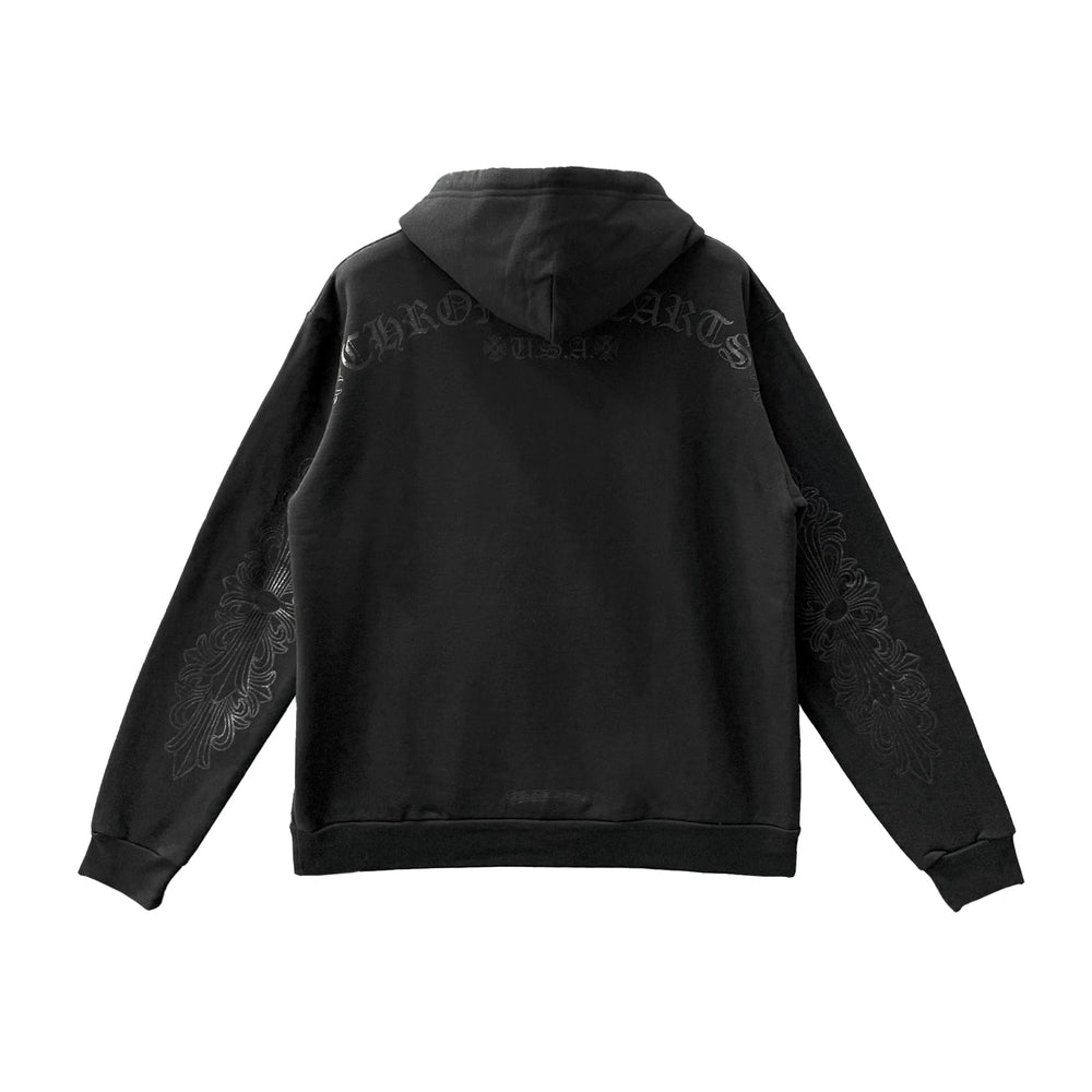 Chrome Hearts Horseshoe Floral Cross Sleeve Pullover Hoodie Black | New | AGLR LLC