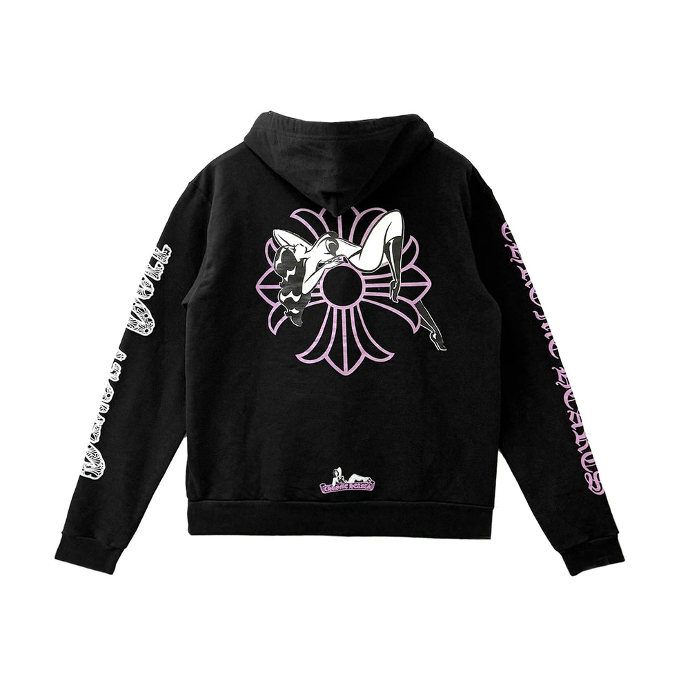Chrome Hearts Deadly Doll Cross Crewneck Sweatshirt Black/Pink | New | AGLR LLC