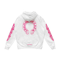 Chrome Hearts Horseshoe Floral Cross Sleeve Pullover Hoodie White/Pink | New | AGLR LLC