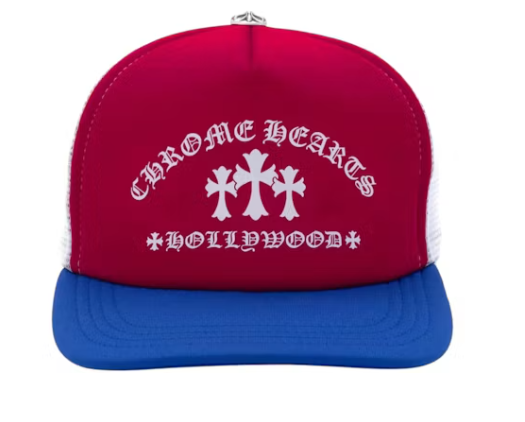 Chrome Hearts CH Hollywood Trucker Hat Red/Blue | New | AGLR LLC