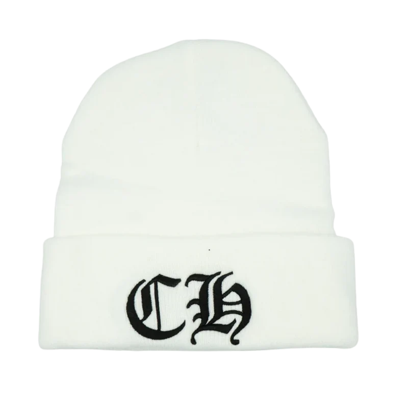 Chrome Hearts CH Logo Beanie White/Black | New | AGLR LLC